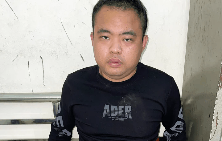 Đối tượng Tôn Mậu Lâm tại cơ quan công an.