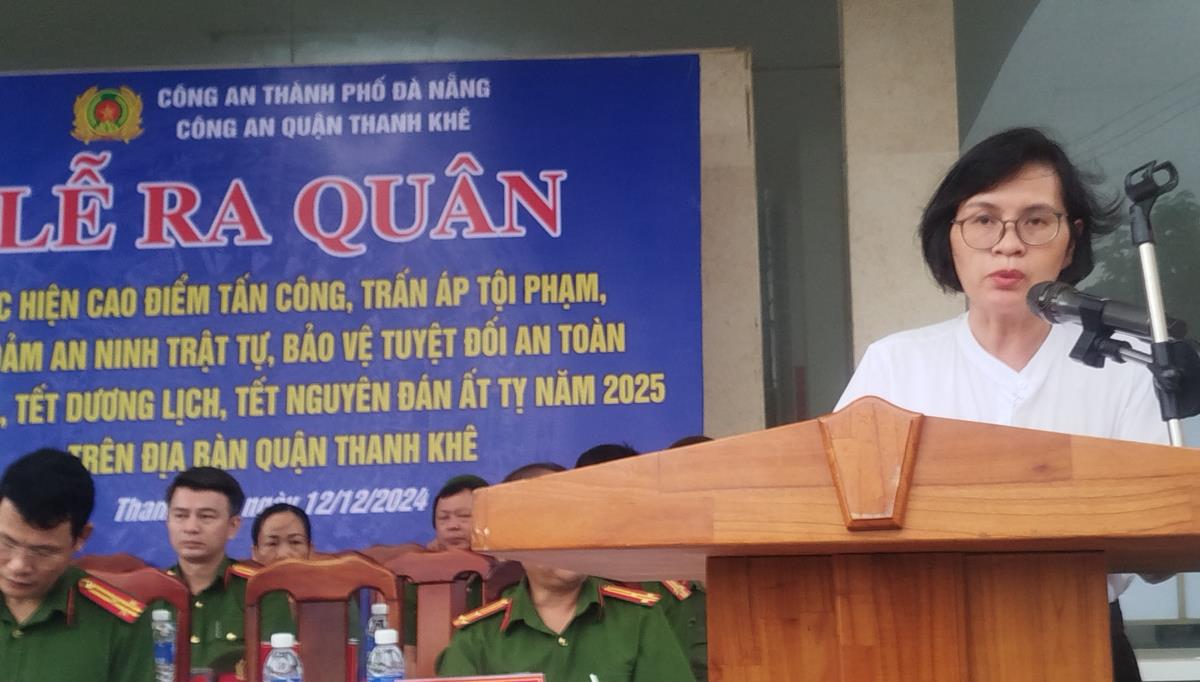 Các lực lượng ra quân diễu hành qua các tuyến phố chính trên địa bàn quận Thanh Khê