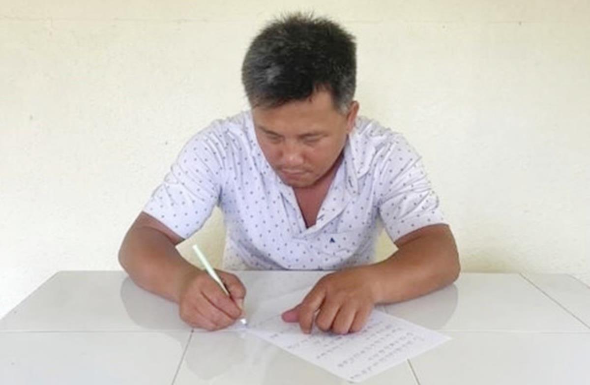 Đối tượng Vũ tại cơ quan điều tra