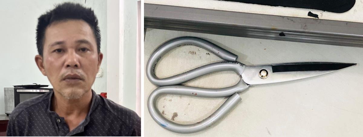 Đối tượng Trần Văn Tuân và hung khí gây án.