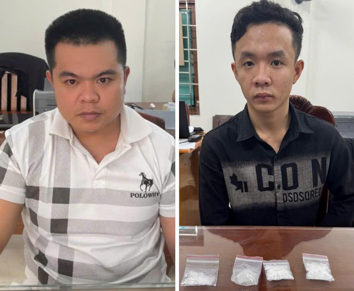 Trà Nguyễn Bảo Huy và Đặng Ngọc Trường Chinh tại cơ quan điều tra. Ảnh: C.A