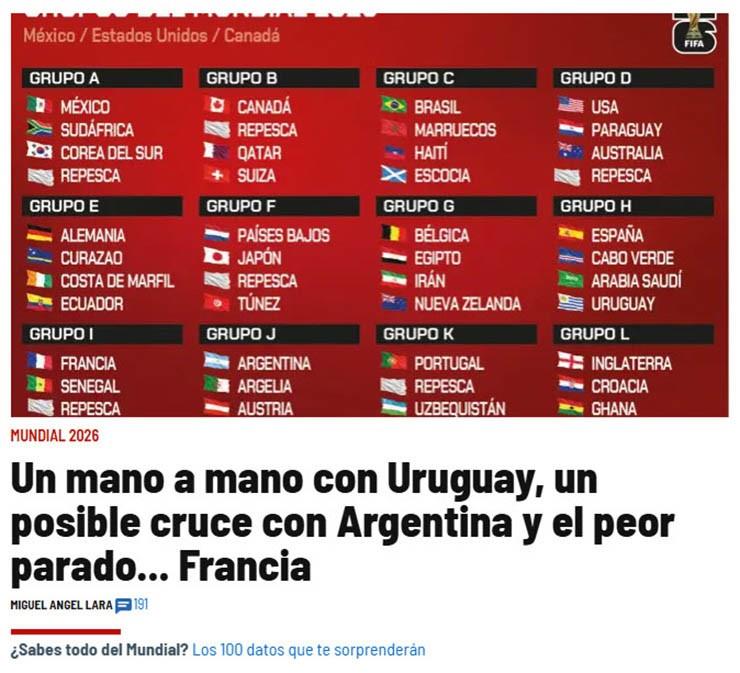 Tờ The Sun của Anh nói về vòng bảng World Cup 2026