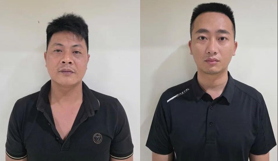 Bị can Vũ Văn Thắng và Nguyễn Đăng Long (từ trái qua).