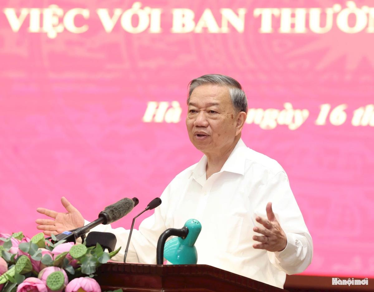 Tổng Bí thư Tô Lâm phát biểu tại buổi làm việc.