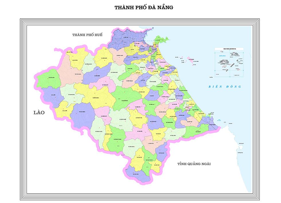 Bản đồ hành chính thành phố Đà Nẵng mới.