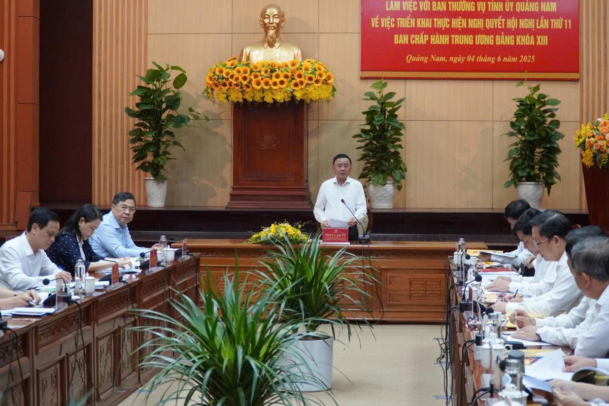 Bí thư Tỉnh ủy Quảng Nam Lương Nguyễn Minh Triết phát biểu tại buổi làm việc.