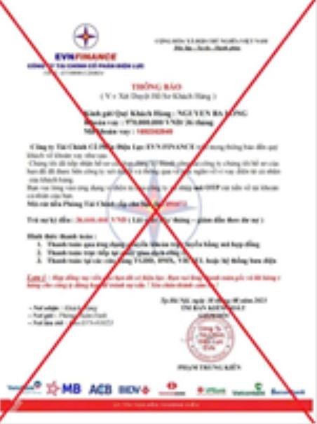 Công an Hà Nội cảnh báo thủ đoạn mạo danh công ty tài chính lừa đảo. (Ảnh: Công an TP Hà Nội)