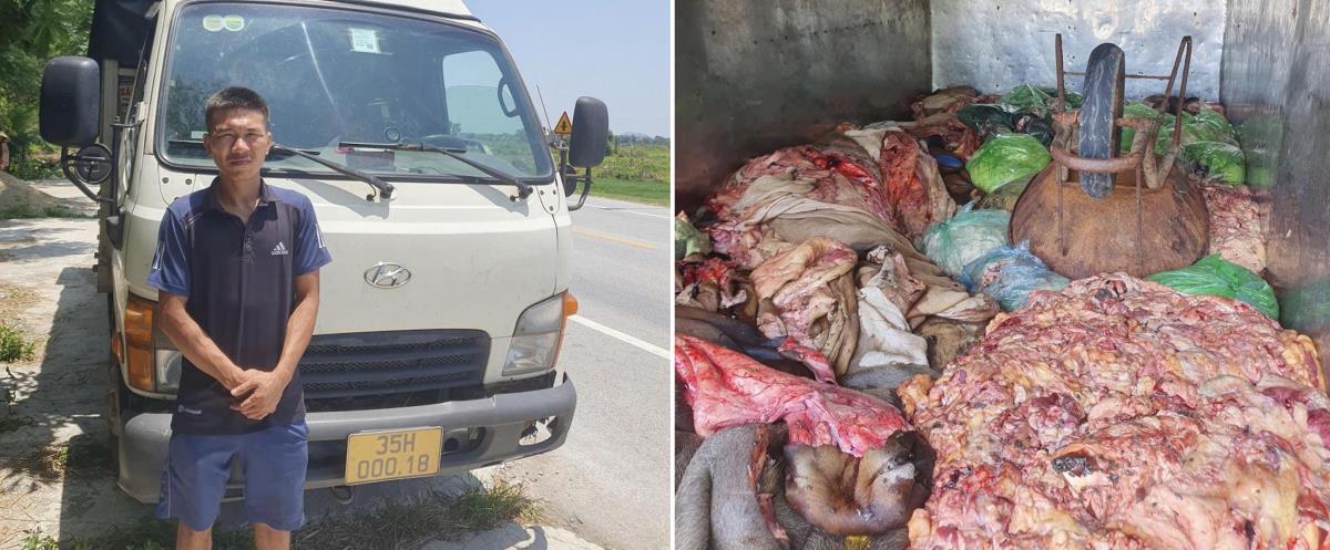 111.600 gói măng tẩm gia vị không rõ nguồn gốc bị Công an Hà Tĩnh phát hiện trên xe khách.