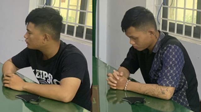 Hai đối tượng Duy và Vũ tại cơ quan Công an.