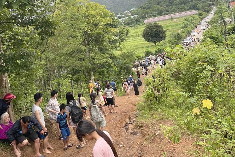 Mực nước tại hồ thủy điện Bản Vẽ vào chiều tối 27-7.