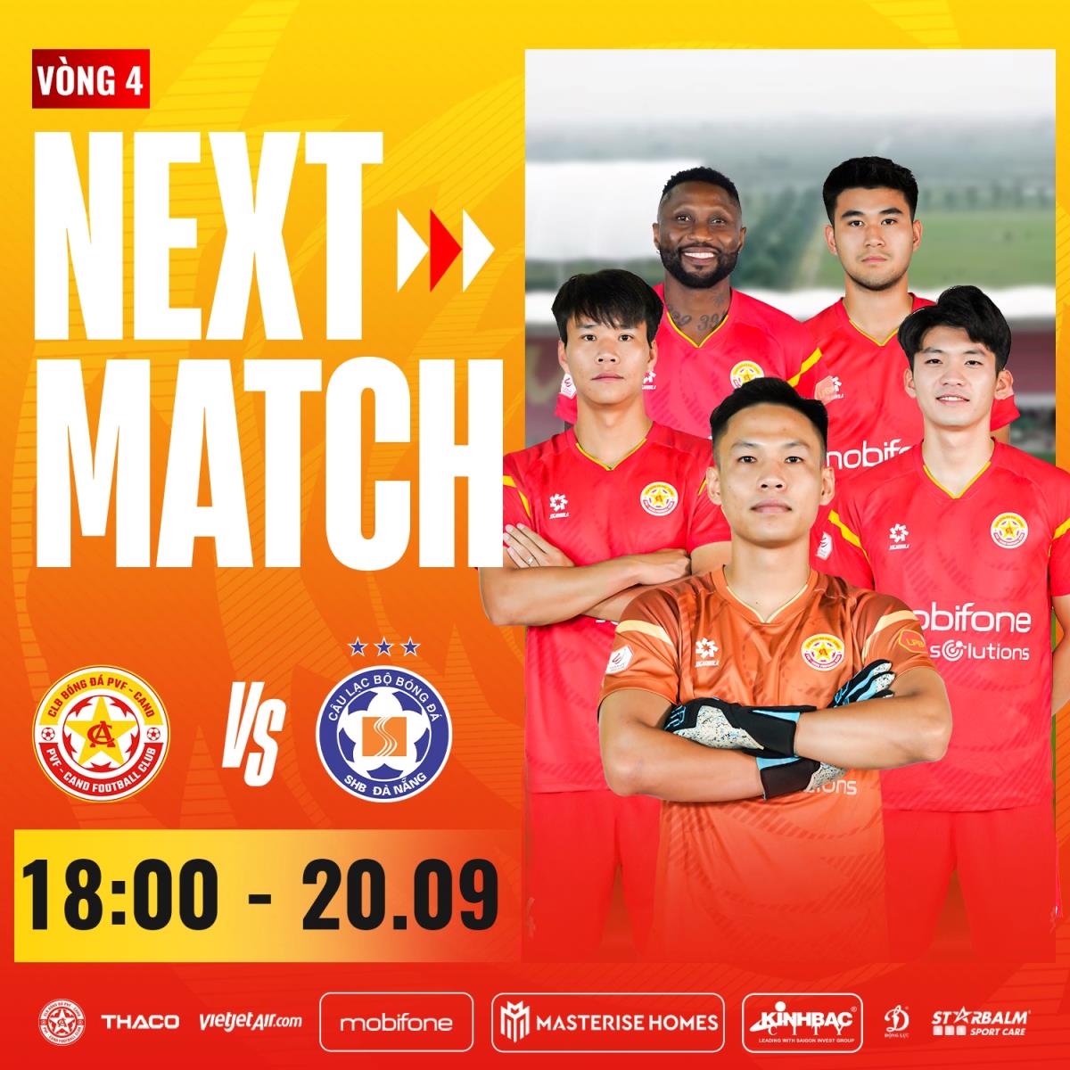 Banner quảng cáo trận PVF-CAND – SHB Đà Nẵng. Nguồn: Fanpage CLB Bóng đá PVF-CAND.