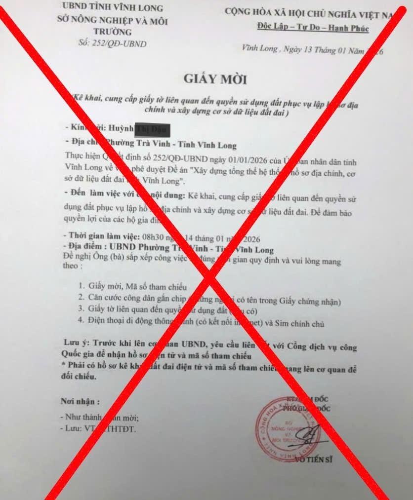 Giấy mời do các đối tượng làm giả.