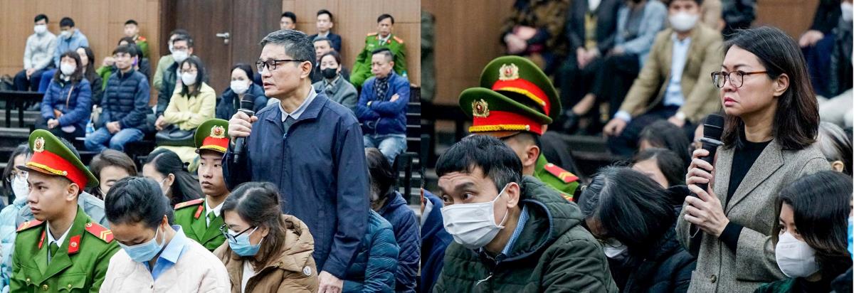 Hai bị cáo Nguyễn Thanh Phong và Trần Việt Nga, đều là cựu Cục trưởng Cục ATTP tại phiên tòa.