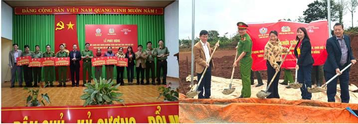 Các hộ dân được lãnh đạo Công an tỉnh bàn giao nhà và tặng quà