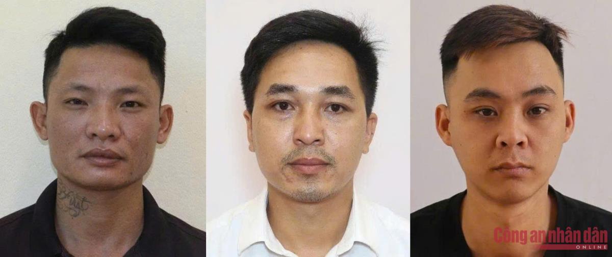 Các đối tượng Đoàn Văn Hòa, Nguyễn Đức Xuân, Lê Văn Sơn tại cơ quan Công an. Ảnh: C.A.N.D