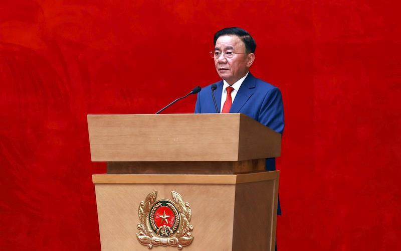 Thiếu tướng Nguyễn Hữu Mạnh, Cục trưởng Cục An ninh nội địa phát biểu tại buổi lễ.