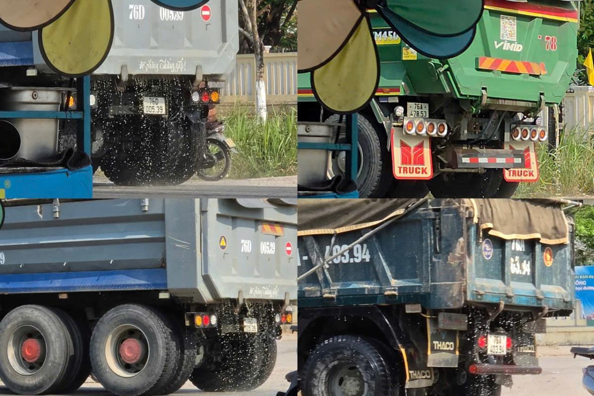 Xe chở cát, đất xả nước tràn lan trên các tuyến đường ở Quảng Ngãi
