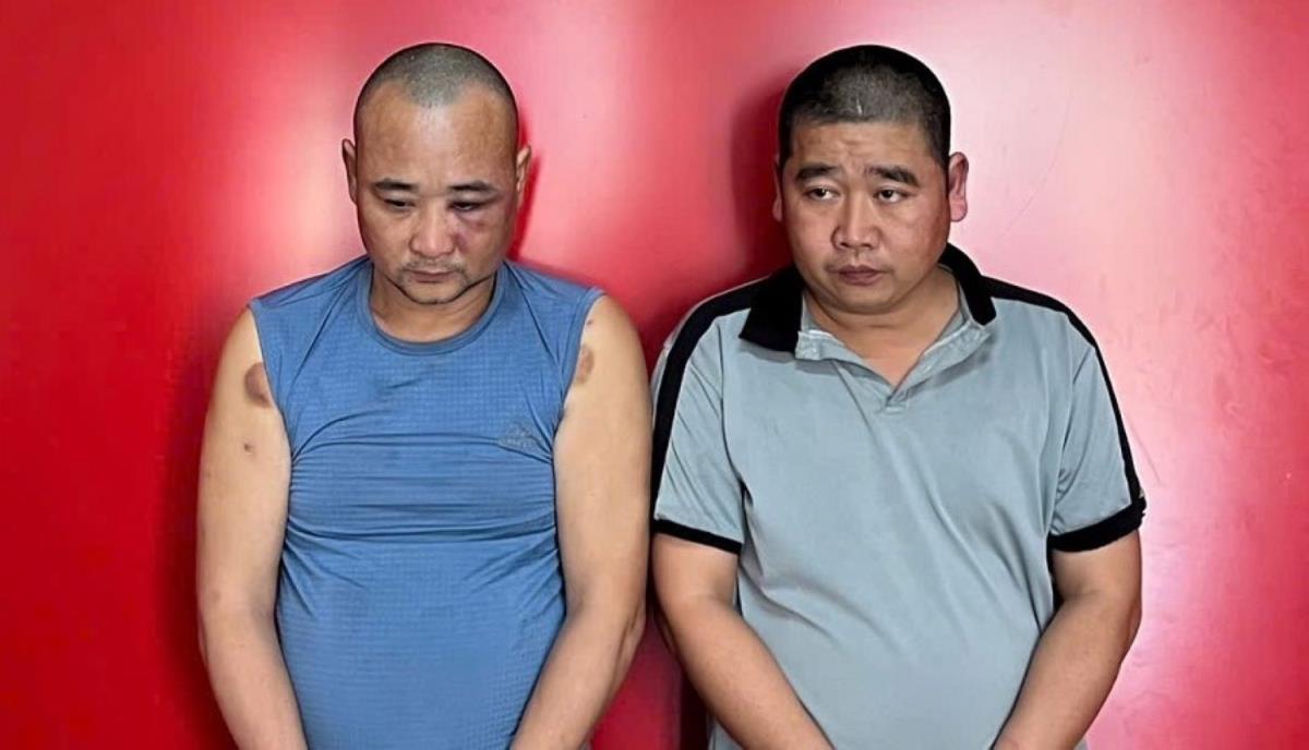 Hai đối tượng Sơn và Hà tại cơ quan Công an.