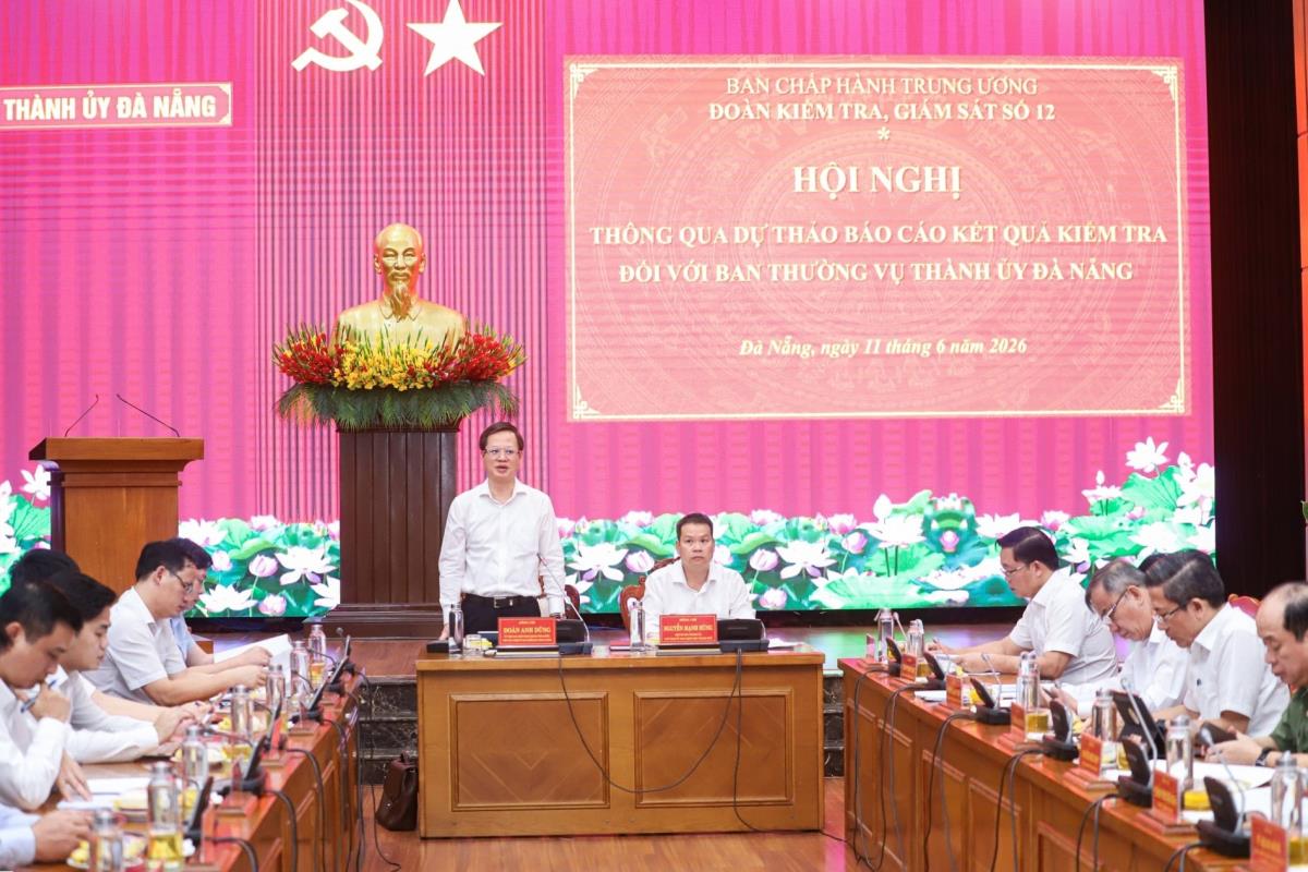 Phó Chủ nhiệm Ủy ban Kiểm tra Trung ương Đoàn Anh Dũng phát biểu tại hội nghị.