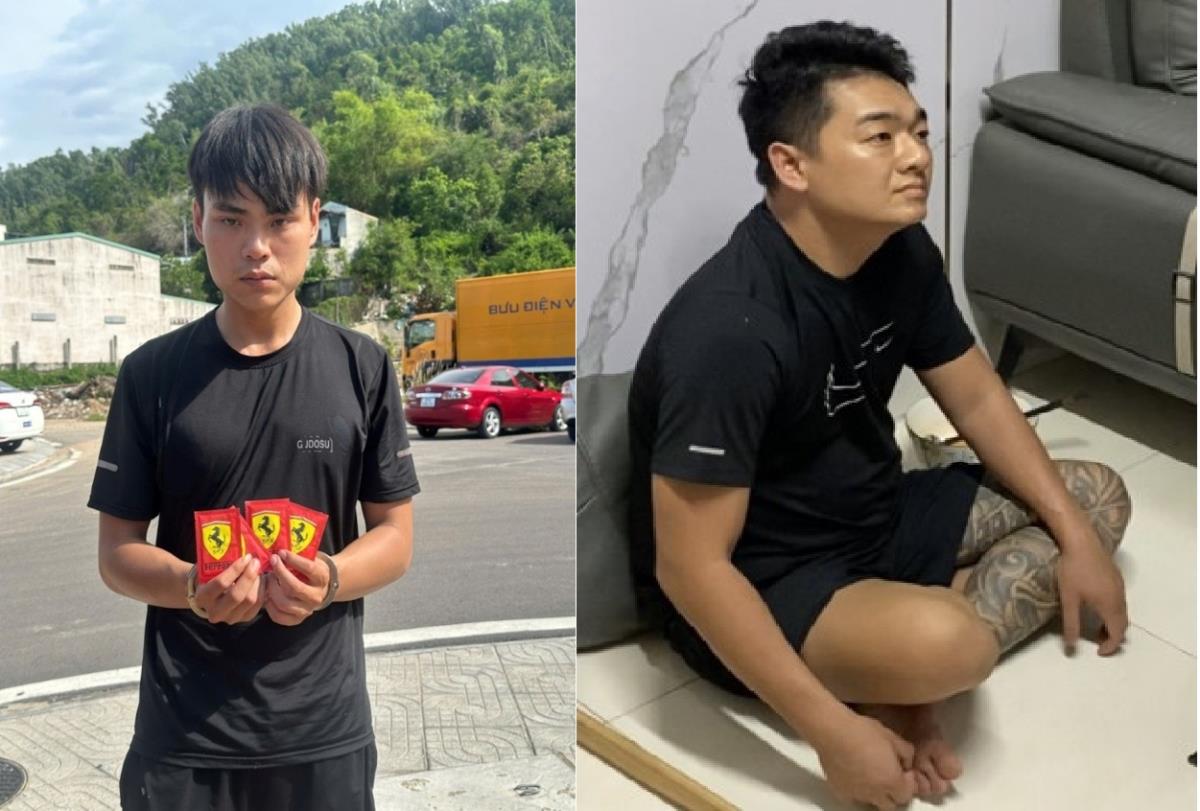 Hai đối tượng Huy (bên trái) và Sang bị cơ quan Công an bắt giữ. Ảnh: CAGL