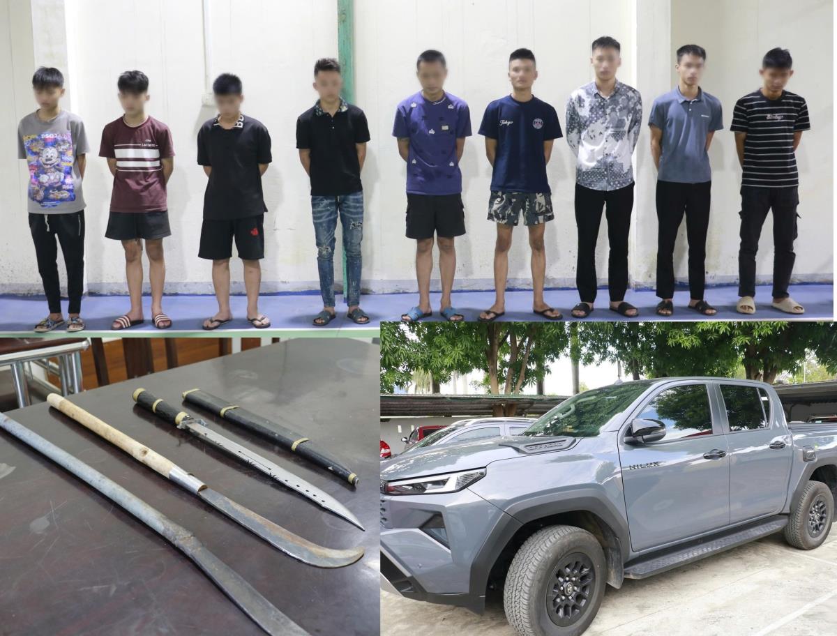 Nhóm đối tượng liên quan vụ việc và hung khí, phương tiện gây rối.