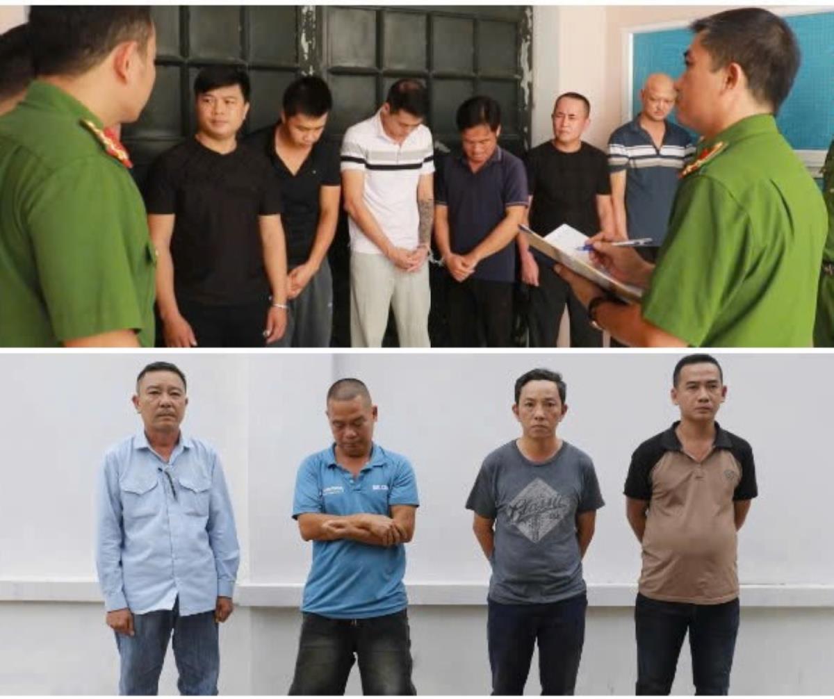 Lực lượng Công an lấy lời khai của 1 đối tượng trong vụ án.