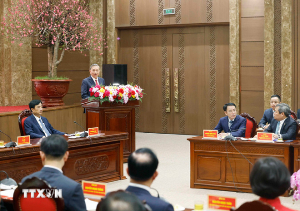Tổng Bí thư Tô Lâm chúc Tết Đảng bộ, chính quyền và nhân dân Thủ đô Hà Nội.