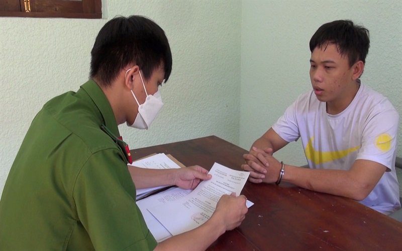 Công an làm việc với đối tượng Quân.