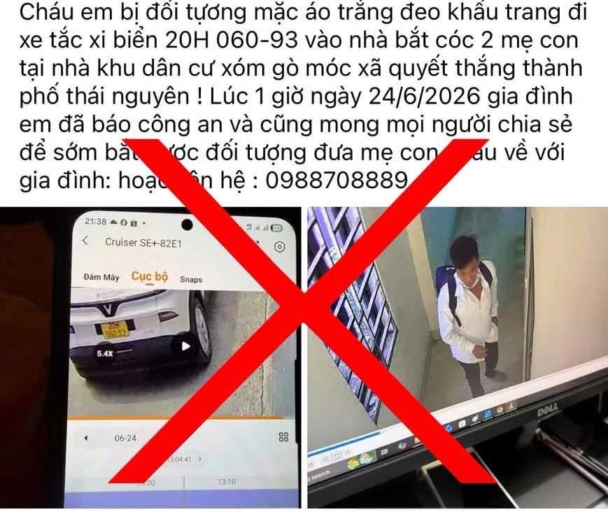 Công an Thái Nguyên bác thông tin 2 mẹ con bị bắt cóc