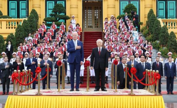 Tổng Bí thư Nguyễn Phú Trọng chủ trì Lễ đón chính thức Tổng thống Hoa Kỳ Joe Biden