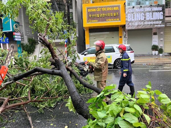 Lực lượng Công an Đà Nẵng phòng chống bão Trà Mi