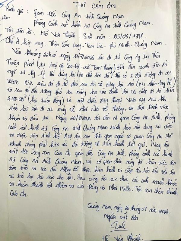 Phía sau một lá thư cảm ơn