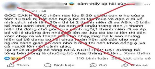 Thông tin bắt cóc trẻ em tại Kon Tum là sai sự thật