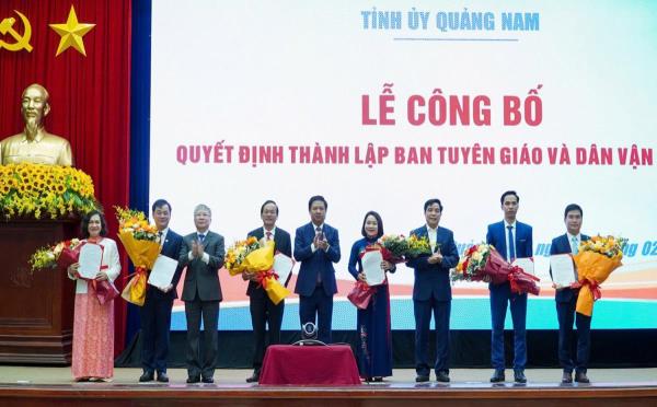 Quảng Nam công bố sáp nhập Ban Tuyên giáo và Dân vận Tỉnh ủy