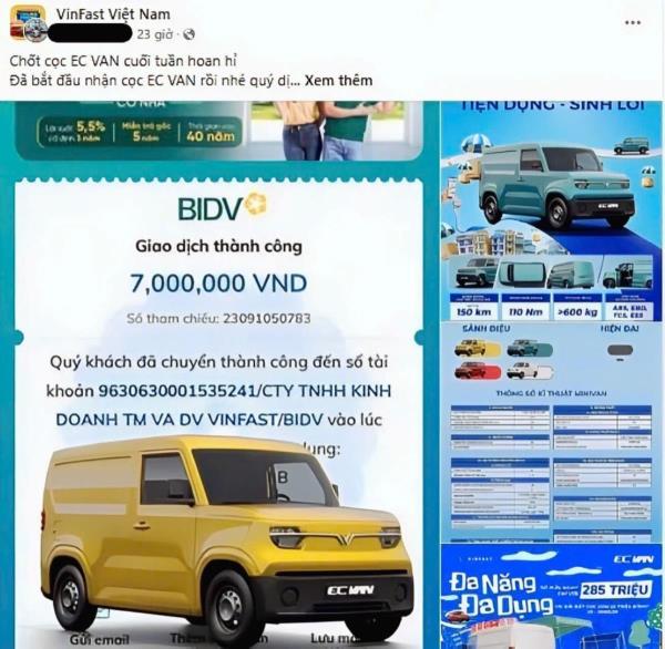 Khách hàng Việt háo hức khoe bấm nút chốt cọc sớm VinFast EC Van