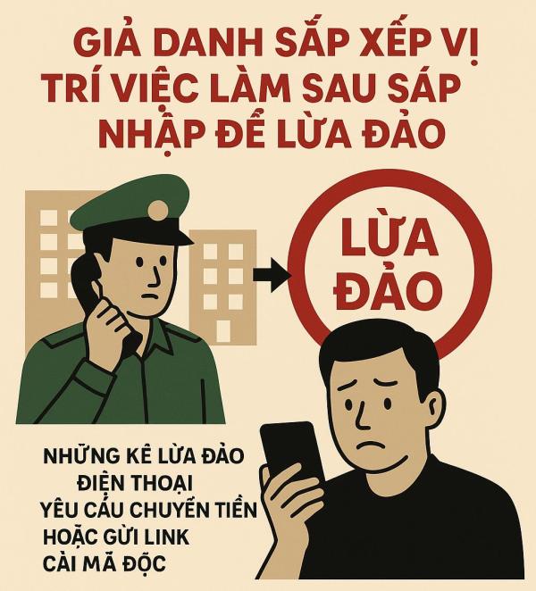 Giả danh việc sắp xếp vị trí việc làm sau sáp nhập để lừa đảo