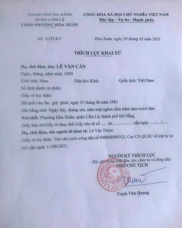 Chết 40 năm vẫn được thừa kế đất đai