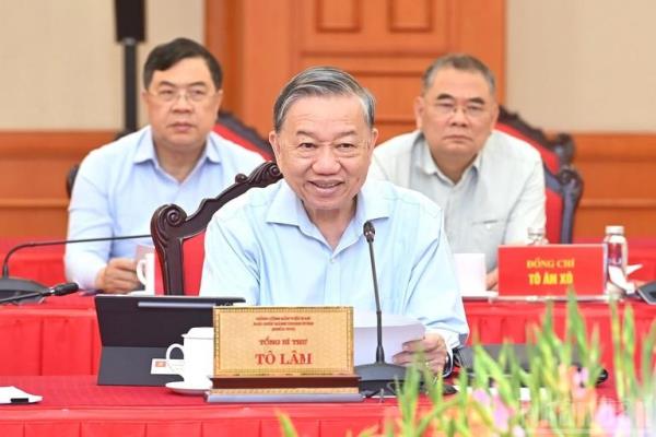 Tổng Bí thư Tô Lâm chủ trì buổi làm việc của Bộ Chính trị với Ban Thường vụ Đảng ủy Công an Trung ương