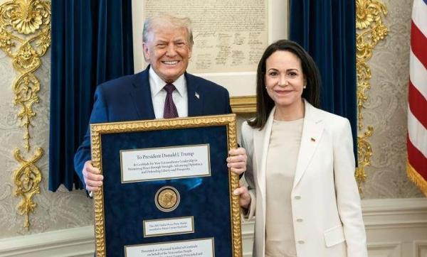 Lãnh đạo đối lập Venezuela tặng huy chương Nobel Hòa bình cho Tổng thống Mỹ