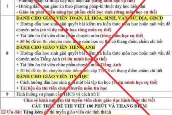 Đề nghị xử lý hoạt động rao bán tài liệu ôn thi tuyển viên chức giáo dục