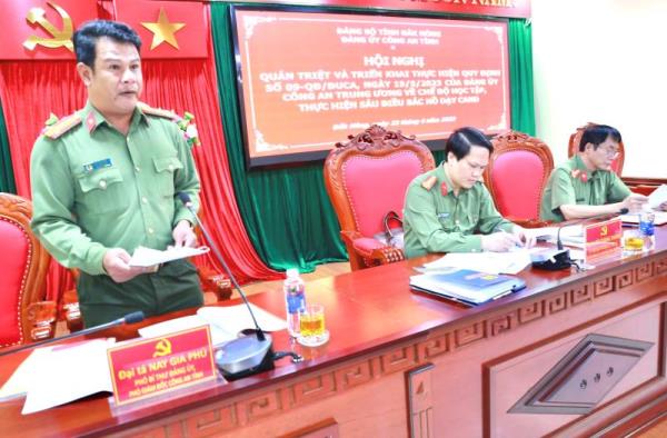 Công an Đắk Nông quán triệt, triển khai thực hiện Quy định số 09 về chế độ học tập, thực hiện Sáu điều Bác Hồ dạy CAND