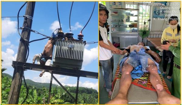 Tên trộm bị treo lơ lửng trên trụ điện