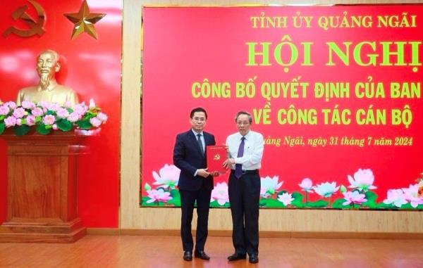 Ông Nguyễn Hoàng Giang giữ chức Phó Bí thư Tỉnh ủy Quảng Ngãi