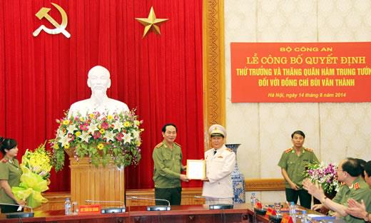 Trung tướng Bùi Văn Thành được  bổ nhiệm Thứ trưởng Bộ Công an