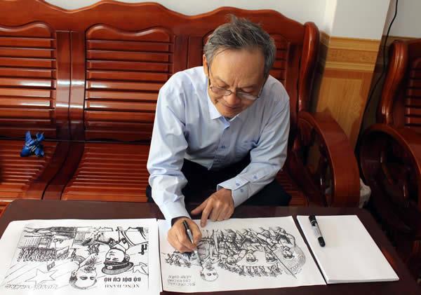 Người say mê vẽ tranh Bác Hồ