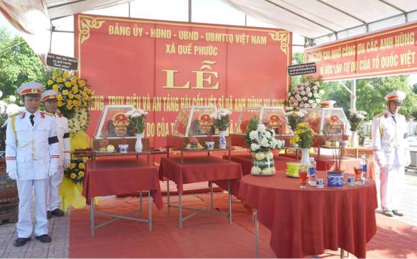 Truy điệu, an táng 4 hài cốt liệt sĩ tại xã Quế Phước