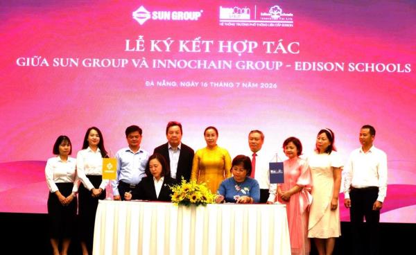 Ký kết hợp tác xây dựng trường Phổ thông liên cấp tại khu đô thị SunRiverpolis ở Hòa Quý