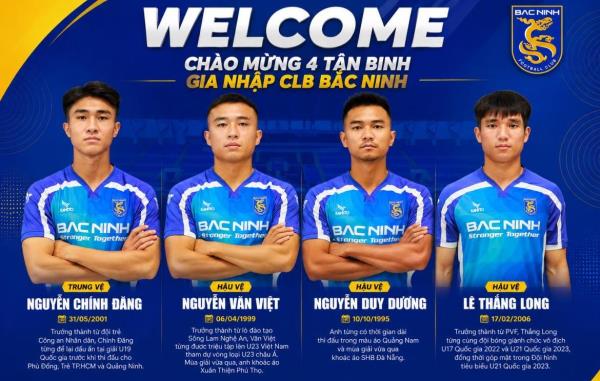 Tân binh Bắc Ninh FC bổ sung 4 tân binh