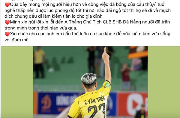 Cao Văn Triền xin lỗi SHB Đà Nẵng vì quay xe