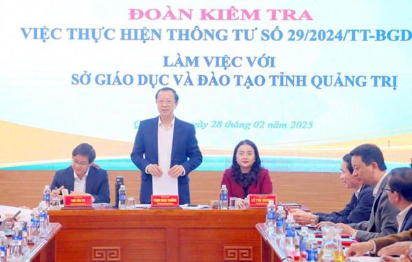 Bộ Giáo dục - Đào tạo đánh giá cao sự chủ động của ngành Giáo dục Quảng Trị trong triển khai Thông tư 29